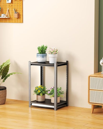 2-Tier Storage Shelves,1200 Lbs Metal Shelving Unit, Double-Layer Columns, Adjustable Reinforcing Shelves for Coffee Table in Living Room, Bedroom, Kitchen，Office(16''W*10''D*22''H)