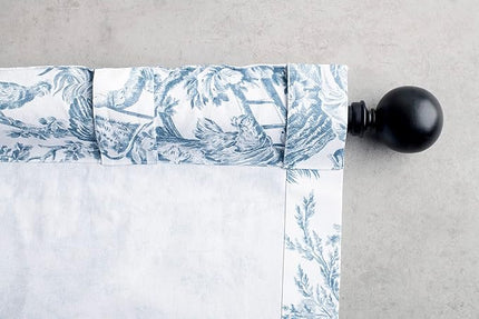 Maison d' Hermine Curtains for living room 100% Cotton 96 inch length One Panel Light Filtering Toile Curtains for Bedroom with rod and loop Pockets (The Miller Blue (White Background), 50"W x 96"L)