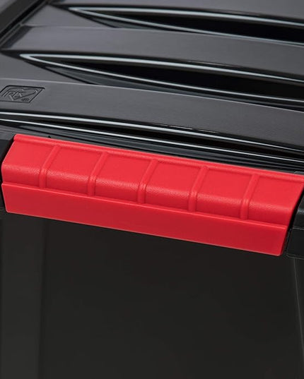IRIS USA 19 QT Plastic Storage Box with Lid and Latches - 6 Pack - BPA-Free, Garage Organizing Solution, Durable Nestable Stackable Containers, Secure Pull Handle - Black