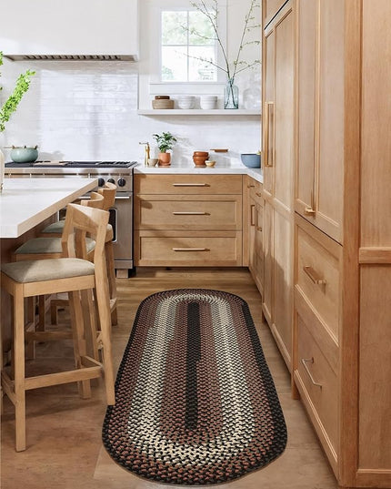 Tranquility TQ82 Black 2' x 6' Runner - Braided Area Rug, Home Decor, Floor Mat or Bedroom Rug - Easy Care, Ideal for High Traffic Areas in Hallway and Living Room - Made in USA