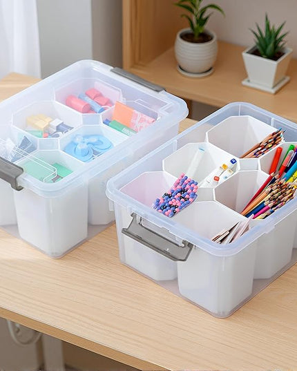 Citylife 17 QT Plastic Storage Bins Clear Storage Box with Lids Multipurpose Stackable Storage Containers for Organizing Tool, Craft, Crayon, 2 Packs