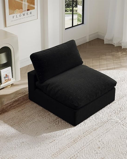 Modular Sectional Sofa,1-Seater Extra Comfty Deep-Seat-Filled Couch,Modern Couches for Living Room, Apartment,Office,Small Space,Black