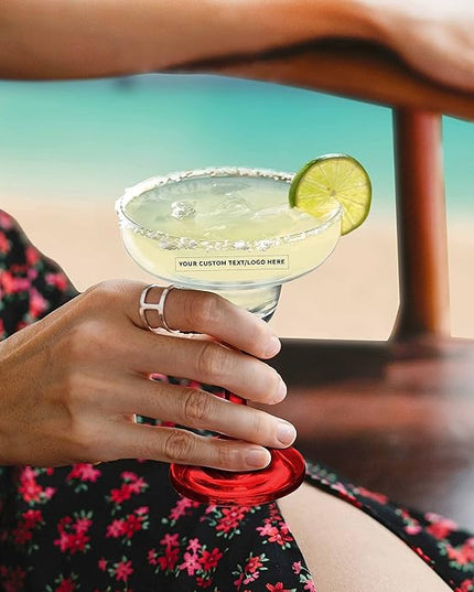 DISCOUNT PROMOS 100 Margarita Glasses Set, 9 oz. - Personalized Text, Logo - Classic, Smooth, Barware, Glassware - Red
