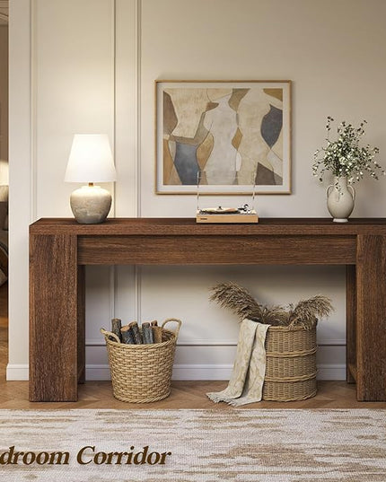 71" Extra Long Console Table, Wood Farmhouse Entryway Table, Plank and Beam Console Tables for Living Room, Entry, Entrance, Behind Couch, Hallway, Foyer, Narrow Sofa Tables for Front Doo