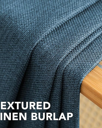 H.VERSAILTEX Linen Blackout Curtain 96 Inches Long for Bedroom/Living Room Thermal Insulated Grommet Linen Look Curtain Drapes Primitive Textured Burlap Effect Window Drapes 1 Panel - Heather Navy
