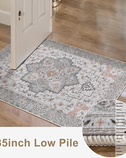 Ciicool Area Rug 5x7ft Washable Rugs for Living Room Non-Slip Indoor Rugs Large Low-Pile Mat Floor Carpet Vintage Rug for Bedroom Dinning Foyer Decor