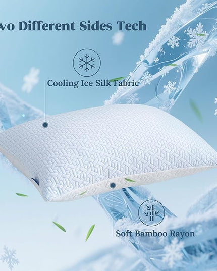 puredown® Cooling Pillows Queen Size 1 Pack, Memory Foam Pillows Adjustable Firm Bed Pillows for Sleeping, Cool Pillow for Hot Sleepers with Zipper Removable Pillow Cover