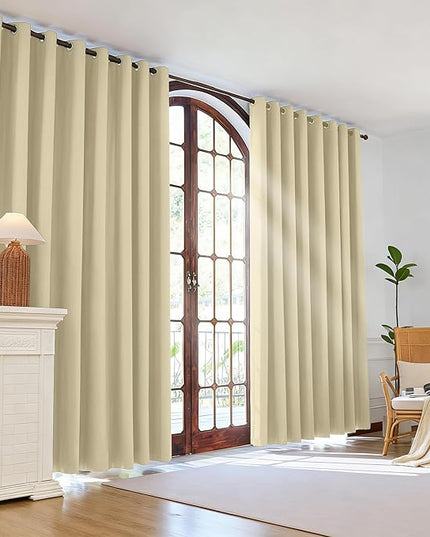 Room Darkening Curtains 63 Inch Length for Bedroom Living Room, Insulated Thermal Grommet Curtain Drapes, Blackout(60-90%,Not 100%) Window Treatment Decor, 2 Panels, 52x63, Cream