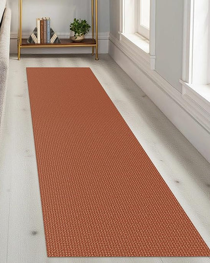 KOZYFLY Runners for Hallways 2x8 ft Washable Kitchen Runner Non Slip Rubber Backed Hall Runners Cotton Entryway Runner Rugs Floor Carpet for Indoor Backdoor Bedroom Kitchen, Orange/Tan