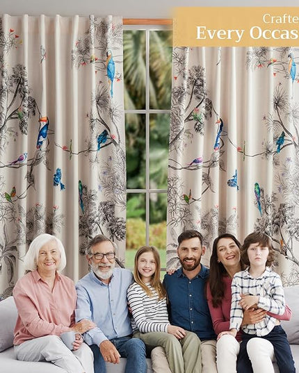Maison d' Hermine Curtains for Living Room 100% Cotton 96 inch Length One Panel Light Filtering Curtains for Bedroom Windows with Rod and Loop Pockets Drapes (Amazonia, 50" W x 96" L)