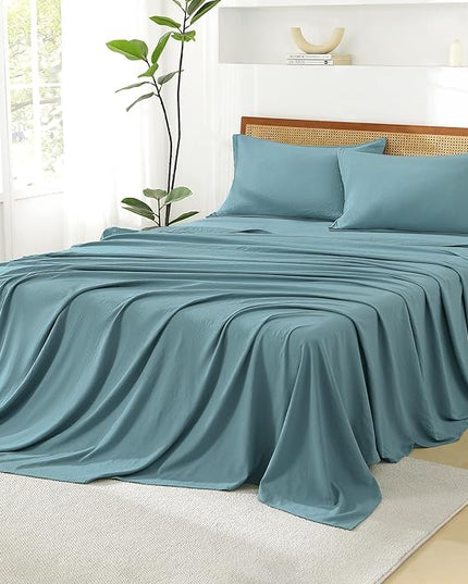 Litanika Grayish Teal Queen Size Comforter Set with Sheets - 7 Pieces Bed in a Bag Queen Boho Tufted Complete Bedding Sets with Comforter, Sheets, Pillowcases & Shams
