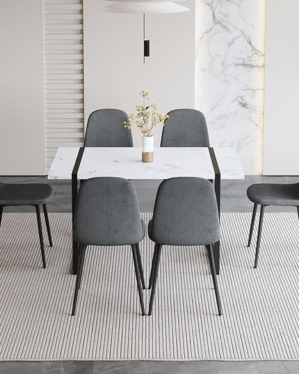 7 Piece Dining Table Set for 6,Modern Rectangle Dining Table and Fabric Dining Chairs 6,Kitchen Table and Chairs for 6,Ideal for Kitchen Dining Room