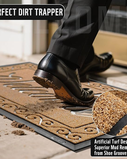 Yimobra Welcome Mat, Heavy Duty Sturdy Door Mats for Home Entrance Outdoor Indoor, Front Doormat for Outside Patio Floor Entry Porch Garage Office, Waterproof, Low Profile, 47 x 24, Yellow