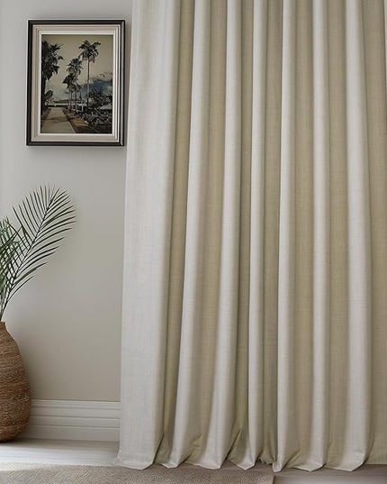 HPD Half Price Drapes Vienna Basic Linen 100% Blackout Curtains for Bedroom 108 Inches Long (2 Panels) - Rod Pocket Curtains & Drapes for Living Room & Windows - 50 X 108, Beige