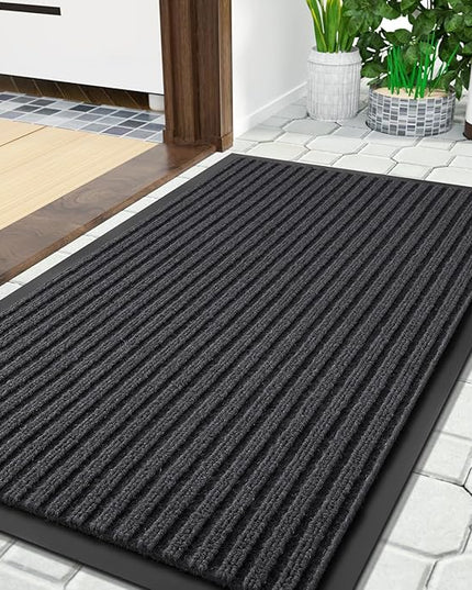 Yimobra Front Door Mat Outdoor Indoor Entrance, 100% Waterproof All-Season All Weather Doormat, Welcome Matt Outside Entry, Non Slip, Low Profile, Heavy Duty Patio Porch Floor Mats,36 x 17,Grey