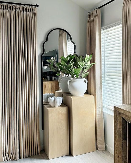 100% Blackout Shield Linen Look Textured Pinch Pleated Curtains Blackout Drapes 120 Inch Long 2 Panels Set, Faux Linen Blackout Curtains for Bedroom & Living Room, 40" W x 120" L, Dark Faux Linen