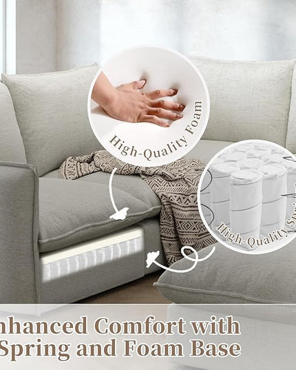 Waterproof Cloud Sectional Couches for Living Room,High Backrest Down Filled Couch,6 Seater Oversized Modular U-Shaped Sofas with Chaise,Detachable Sofa Covers,Light Grey