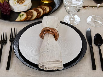 Solino Home Light Natural Linen Napkins Set of 4-100% Pure Linen Hemstitch Dinner Napkins 20 x 20 Inch for Christmas, Holiday, New Year - Classic Hemstitch