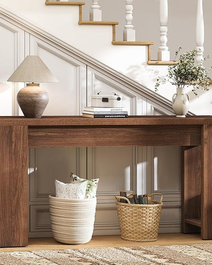 71" Extra Long Console Table, Wood Farmhouse Entryway Table, Plank and Beam Console Tables for Living Room, Entry, Entrance, Behind Couch, Hallway, Foyer, Narrow Sofa Tables for Front Doo