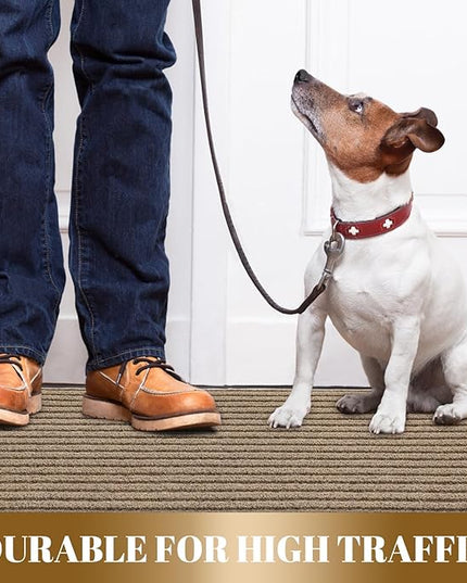 Yimobra Front Door Mat Outdoor Indoor Entrance, 100% Waterproof All-Season All Weather Doormat, Welcome Matt Outside Entry, Non Slip, Low Profile, Heavy Duty Patio Porch Floor Mats,47 x 32,Khaki