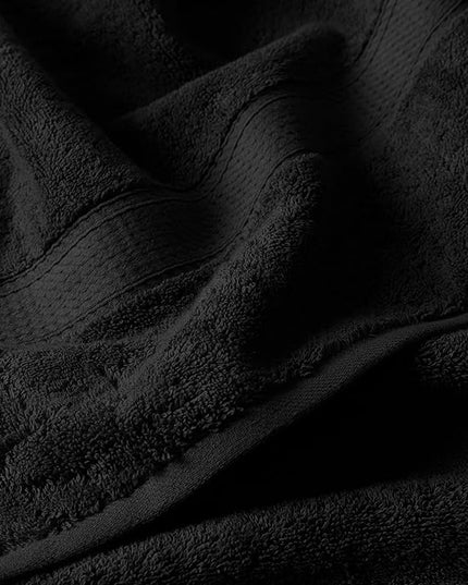 Superior Egyptian Cotton Pile 6 Piece Towel Set, Includes 2 Bath, 2 Hand, 2 Face Towels/Washcloths, Ultra Soft Luxury Towels, Thick Plush Essentials, Guest Bath, Spa, Hotel Bathroom, Black