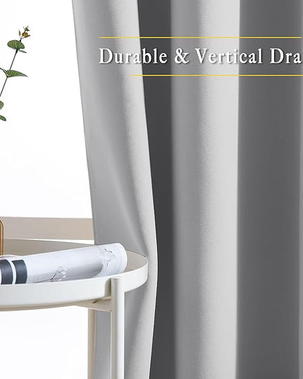 NICETOWN Silver Grey Curtains 84 inch Length 2 Panels, Grommet Thermal Insulated Window Treatments Light & Sound Reducing Drapes for Living Room/Bedroom, W46 x L84
