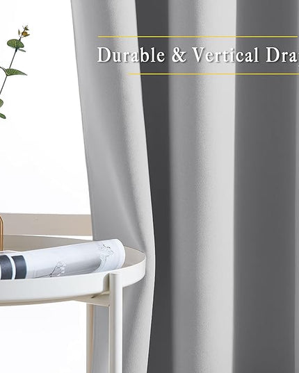 NICETOWN Blackout Curtains 90 inch Length - Triple Weave Energy Saving Thermal Insulated Solid Grommet Blackout Draperies for Bedroom/Living Room (1 Pair, W46 x L90, Silver Grey)