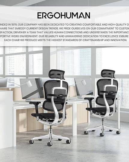 Ergohuman Eurotech ME7ERG GEN2 High Back Mesh Office Chair with Tilt Tension Control, Tilt Lock, Back Angle, Back Height, Synchro Tilt, Seat Height, Seat Depth, and Arm Height Adjustments, Black