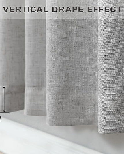 Pitalk Extra Long Grey Curtains 120 Inch Length for Living Room Set 2 Panels Rod Pocket Loop Tab Draperies Light Filtering Semi Sheer Linen Light Gray Curtain for Patio Sliding Door Balcony 10 FT Tall