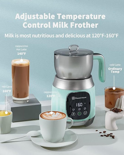 Maestri House Milk Frother, 21OZ Variable Temp and Froth Thickness Milk Frother and Steamer, Smart Touch Control Milk Warmer, Dishwasher Safe, Memory Function for Latte Cappuccino Hot Chocolate