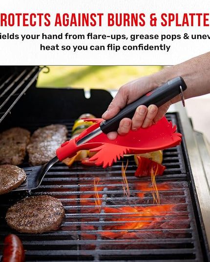 Grillbot Heat Resistant BBQ Heat Shield for Utensils, Protect Hands from Burns, Splatter & Flare-Ups, BPA-Free Silicone, Dishwasher Safe, Universal Fit, Perfect Grill Gift for Men (Red, Eagle)