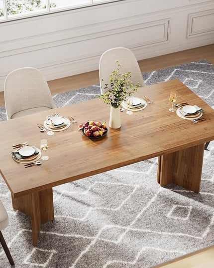 Tribesigns 63-inch Dining Table for 4-6, Farmhouse Kitchen Table with Large Tabletop, Rectangular Dinner Eating Table for Dining Room, Living Room, Kitchen