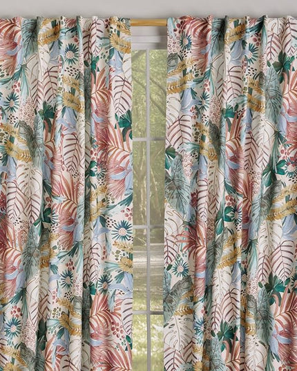 Maison d'Hermine Curtains for Living Room 100% Cotton 96 inch Length Two Panels Window Curtains for Bedroom with Loop & Rod Pockets - Oasis, 50" W x 96" L