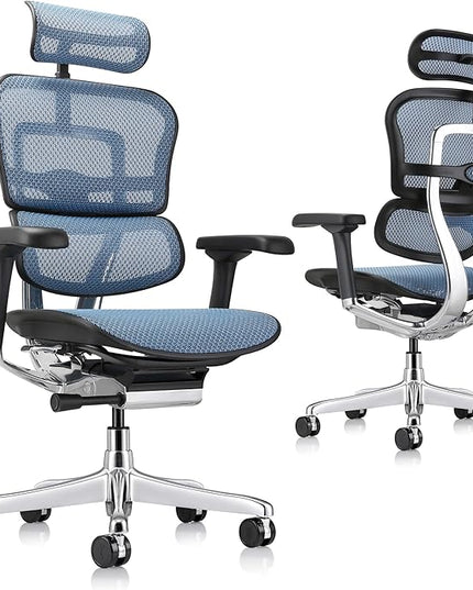 Ergohuman Eurotech ME7ERG GEN2 High Back Mesh Office Chair with Tilt Tension Control, Tilt Lock, Back Angle, Back Height, Synchro Tilt, Seat Height, Seat Depth, and Arm Height Adjustments, Blue