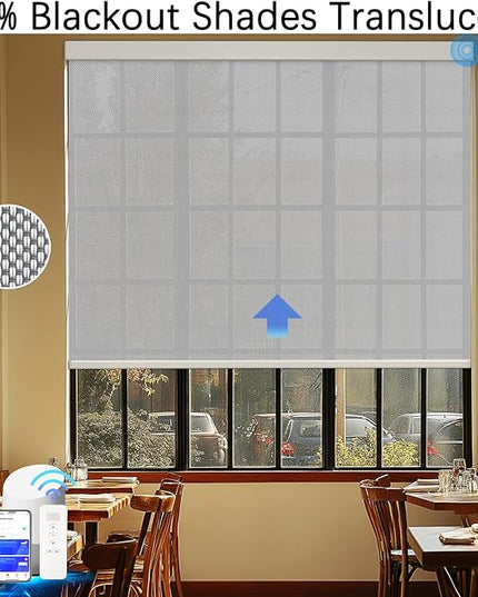 Motorized Blinds with Remote Cordless Automatic Motorized Shades Custom Blinds for Windows Smart Curtains Compatible with Alexa Google Home(Solar Grey,W45 x H72in)