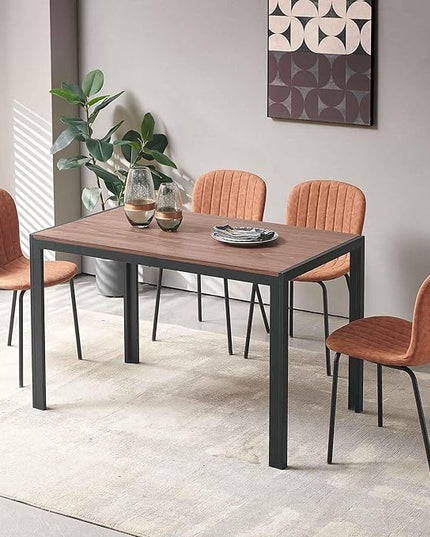 NORDICANA 5 - Piece Dining Set, Industrial Style 47 in Kitchen Table with Brown Faux Leather Dining Chairs for 4 Person, Dining Room Table Set for Dinette, Breakfast Nook Breakfast Nook