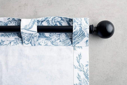 Maison d' Hermine Curtains for living room 100% Cotton 96 inch length One Panel Light Filtering Toile Curtains for Bedroom with rod and loop Pockets (The Miller Blue (White Background), 50"W x 96"L)