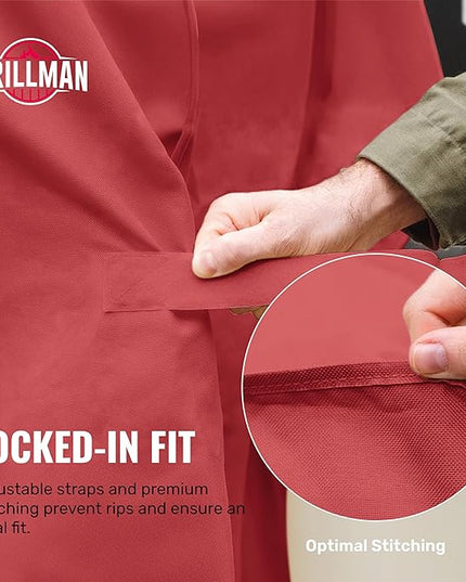 Grill Cover by Grillman, Red, 64 Inch, BBQ Outdoor Grill Covers, Charcoal & Gas Grills, Waterproof, Rip-Proof, Weather-Resistant, Anti-UV, Barbecue Cover for Weber, Genesis, Charbroil, Nexgrill, etc