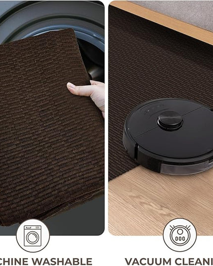 KOZYFLY Washable Runner Rug 3x12 ft Hallway Kitchen Runner Rugs with Rubber Backing Bobo Non Slip Entryway Runner Indoor, Long Carpet Runners for Hall Kitchen Entryway, Dark Coffee/Brown