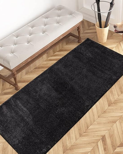 PURRUGS Dirt Trapping Door Mat 24" x 59", Non-Slip Machine Washable Entry Rug, Shoe Scraper, Dog Doormat, Super Absorbent Welcome Mat for Front & Back Door, Muddy Shoes & Paws, Charcoal