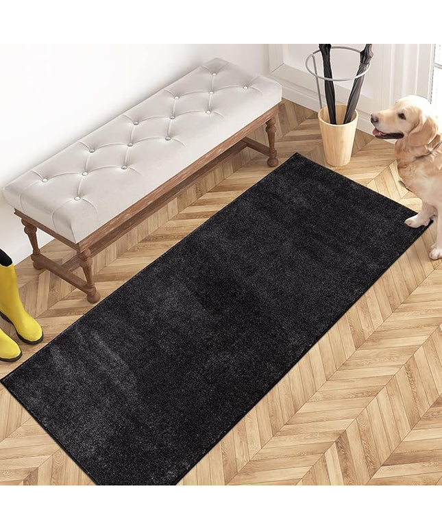 PURRUGS Dirt Trapping Door Mat 24" x 59", Non-Slip Machine Washable Entry Rug, Shoe Scraper, Dog Doormat, Super Absorbent Welcome Mat for Front & Back Door, Muddy Shoes & Paws, Charcoal