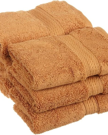 Superior Egyptian Cotton Pile Face Towel/Washcloth Set of 6, Ultra Soft Luxury Towels, Thick Plush Essentials, Absorbent Heavyweight, Guest Bath, Hotel, Spa, Home Bathroom, Shower Basics, Rust