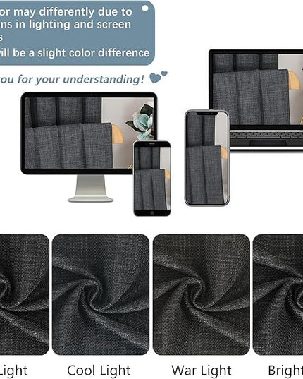 Chyhomenyc Coal Black Curtains 84 Inches Long 2 Panels Set, Light Filtering Faux Linen Textured Soft Airy Window Curtains for Living Room Bedroom, Thick Modern Privacy Grommet Drapes, 50Wx84L, 2PCS