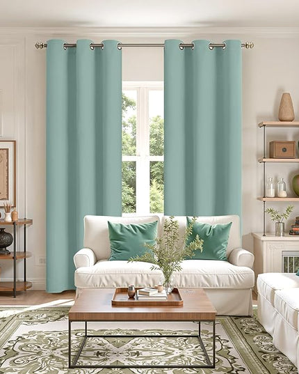 YoungsTex Sage Green Blackout Curtains for Living Room 84 Inches Length - Thermal Insulated with Grommet Room Darkening Drapes for Bedroom Dining Room Privacy Decorative, 2 Panels, 42 x 84 Inch