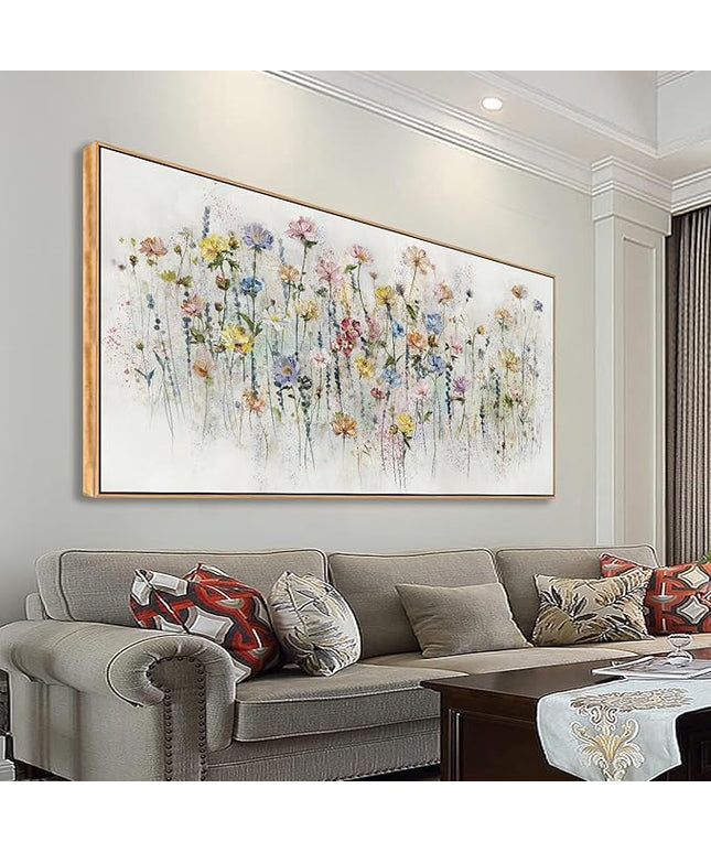 Wall Art Watercolor Wildflowers Canvas Wall Decor for Living Room Bedroom Bathroom Kitchen Office Bar Dining Room Ready to Hang Framed 30x58inch