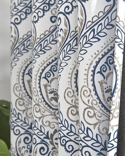 jinchan Blackout Curtains 90 Inch Length 2 Panels Blue Damask Medallion Window Curtains for Bedroom Grommet Thermal Insulated Drapes for Living Room Vintage Luxury Window Treatments Set
