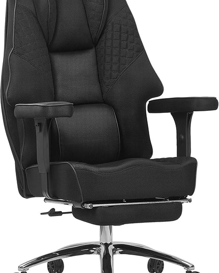 VECELO Big and Tall Office Chair 400lbs, Mesh High Back Computer Chair with Foot Rest, Ergonomic Desk Chair with Lumbar Support and Armrest, Black
