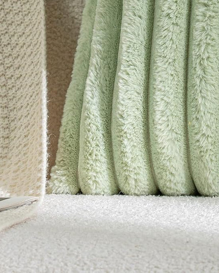 DEELAND Pack of 2,Double-Sided Faux Fur Plush Decorative Throw Pillow Covers Fuzzy Striped Soft Pillowcase Cushion Covers for Sofa Couch Bedroom Green 12x20 inch