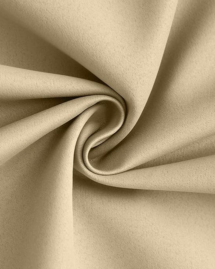 Yakamok 100% Blackout Curtain Panels 96 inches Cold and Light Blocking Drapes for Nursery, 2 Thick Layers Thermal Insulated Draperies (2 Pieces, 50 Wide Each Panel, Beige Front with White Backing)