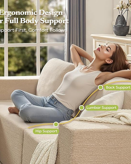 40" Single Sofa for Adults, Upholstered Floor Sofa Couch with Pillow, Teddy Boucle Sofa for Bedroom Living Room, No Assembly Required (Teddy Boucle, Camel)